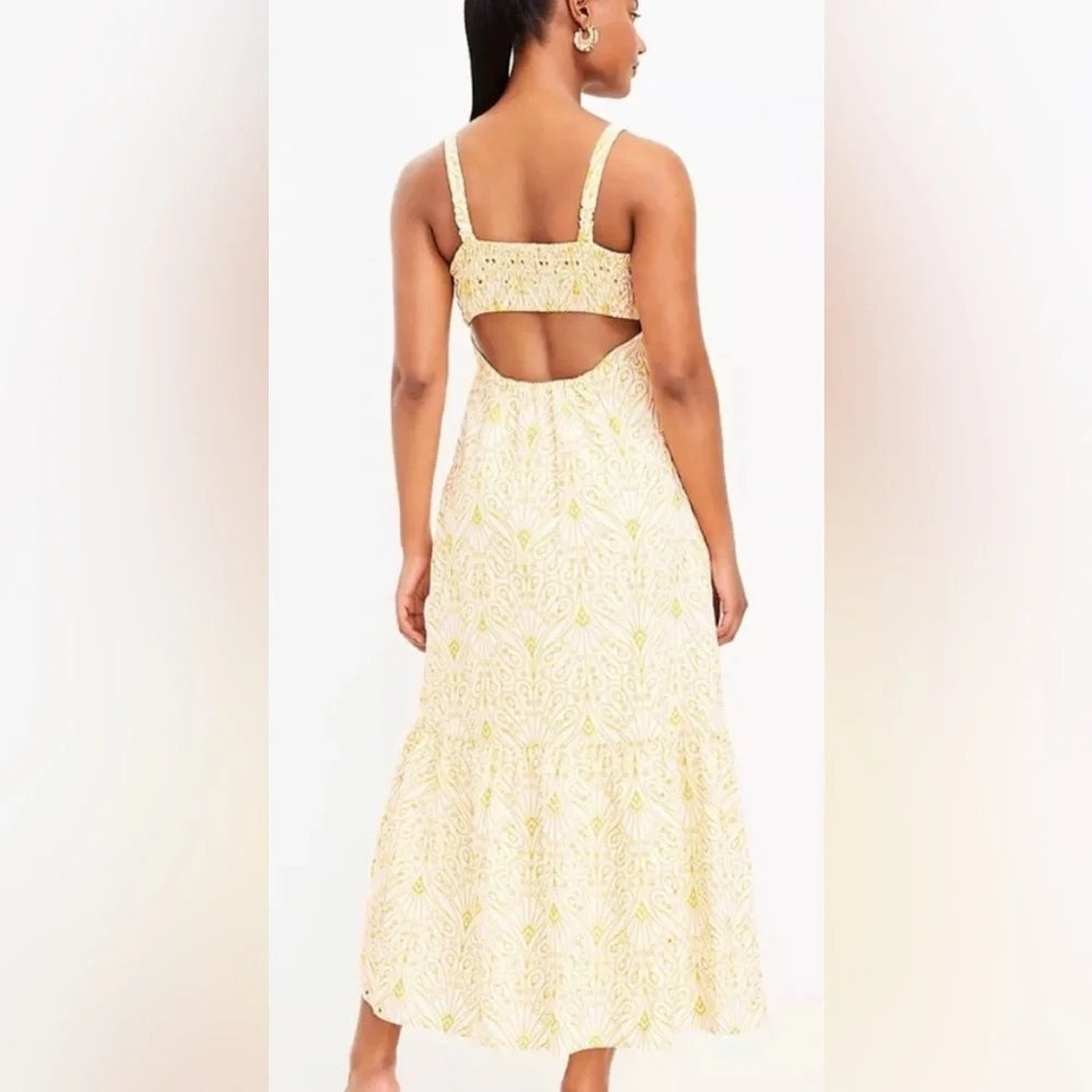 LOFT Eyelet Open Back Floral Maxi Dress - Picture 3 of 8